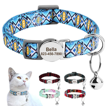 Personalized Printed Cat Collar Adjustable Kitten Puppy Collars-ROROZ PETSUPPLIER