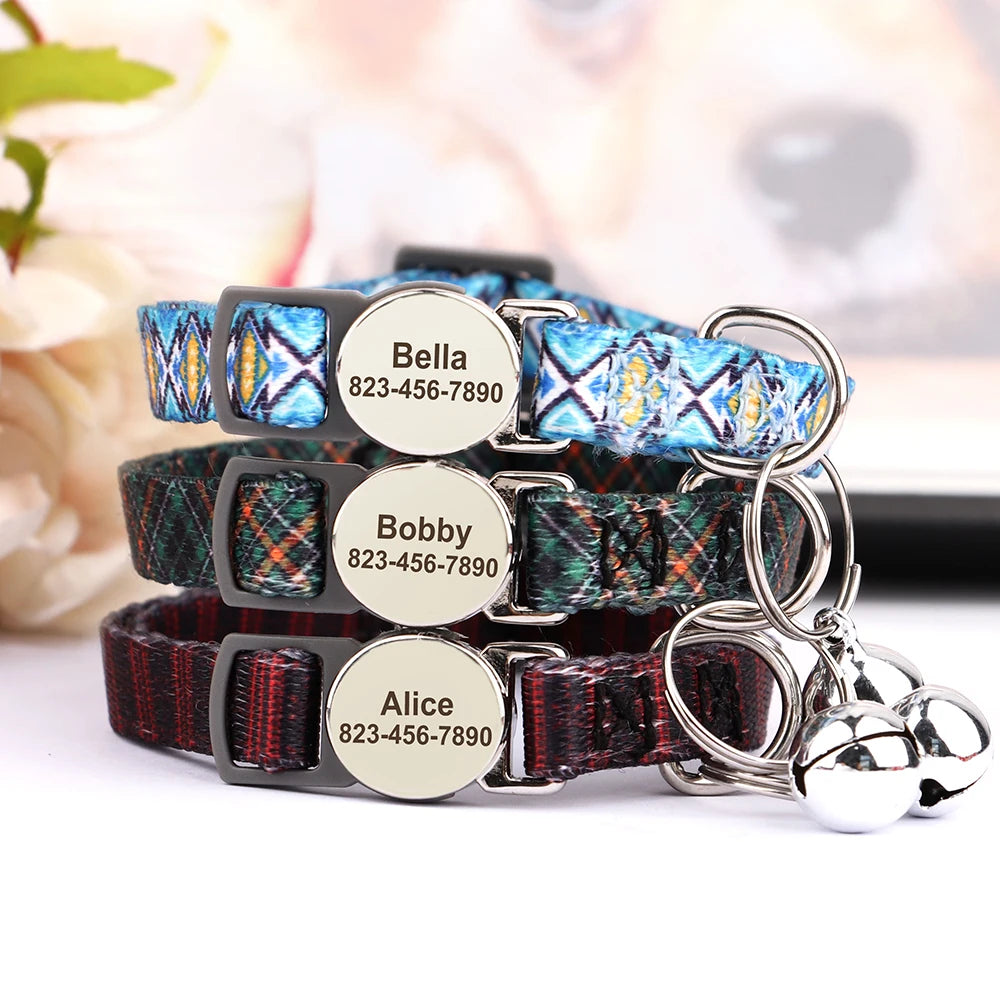 Personalized Printed Cat Collar Adjustable Kitten Puppy Collars-ROROZ PETSUPPLIER