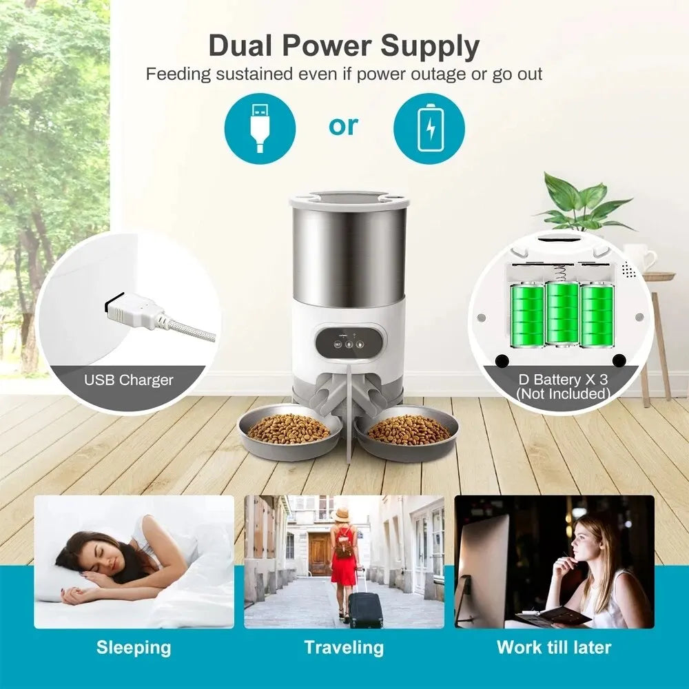 Smart APP Pet Feeder Cat And Dog Food Automatic Dispenser-ROROZ PETSUPPLIER