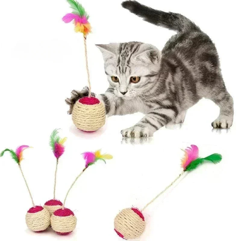 1Pc Cat Toy Sisal Scratching Ball Training Interactive Toy-ROROZ PETSUPPLIER