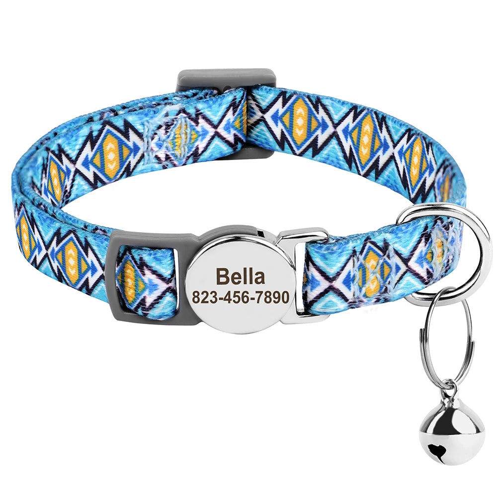 Personalized Printed Cat Collar Adjustable Kitten Puppy Collars-ROROZ PETSUPPLIER