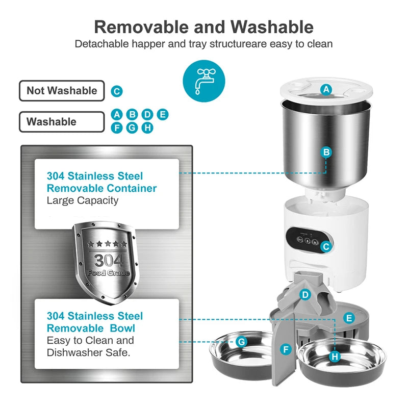 Smart APP Pet Feeder Cat And Dog Food Automatic Dispenser-ROROZ PETSUPPLIER