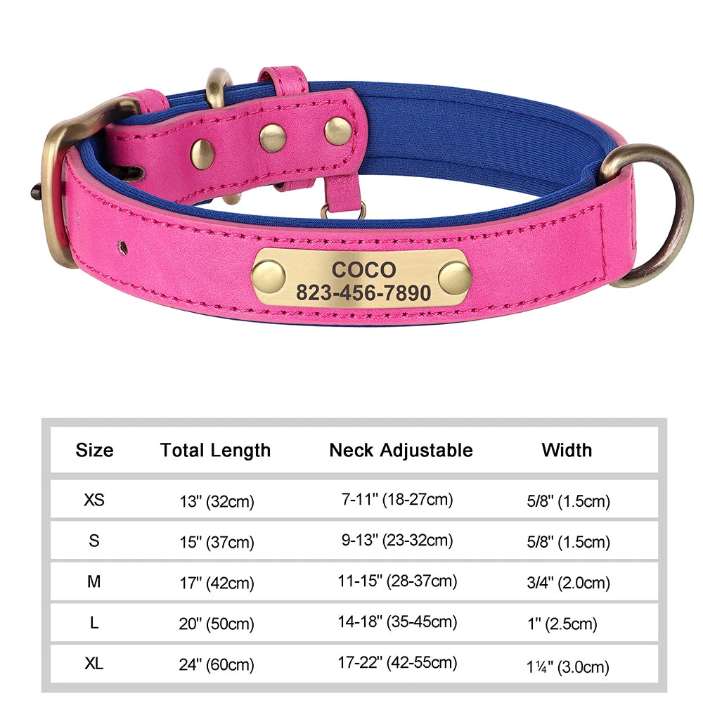 Personalized Dog Collar Custom Engraved PU Leather-ROROZ PETSUPPLIER