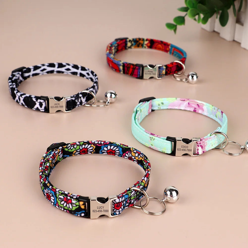 Personalized Printed Cat Collar Adjustable Kitten Puppy Collars-ROROZ PETSUPPLIER