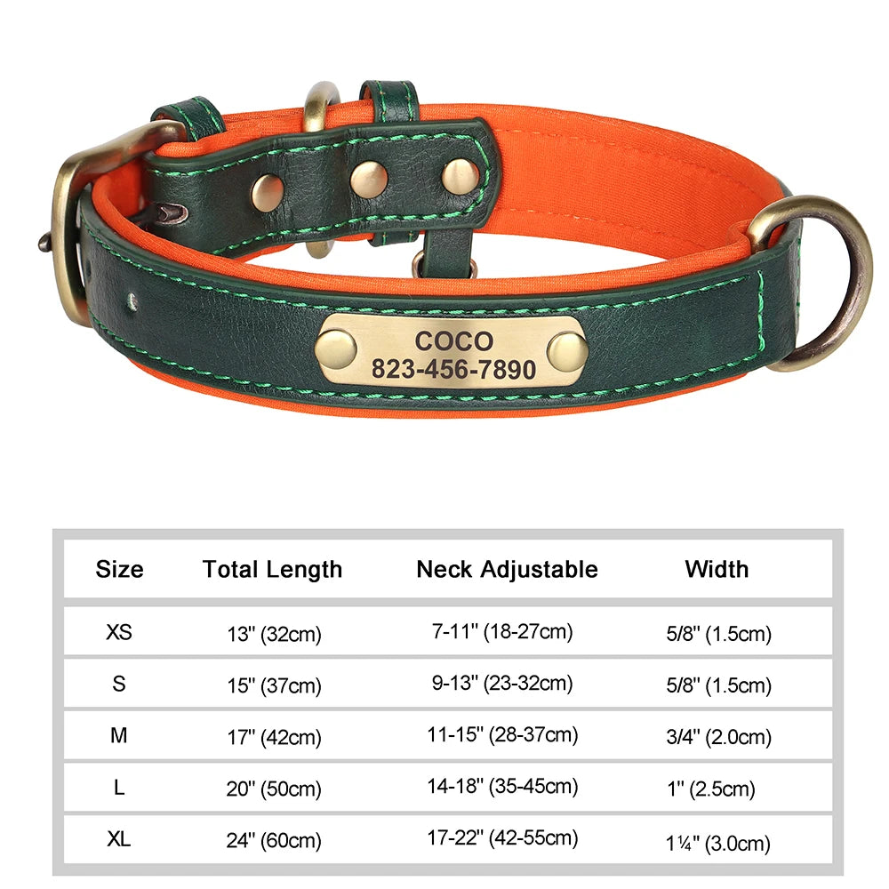 Personalized Dog Collar Custom Engraved PU Leather-ROROZ PETSUPPLIER