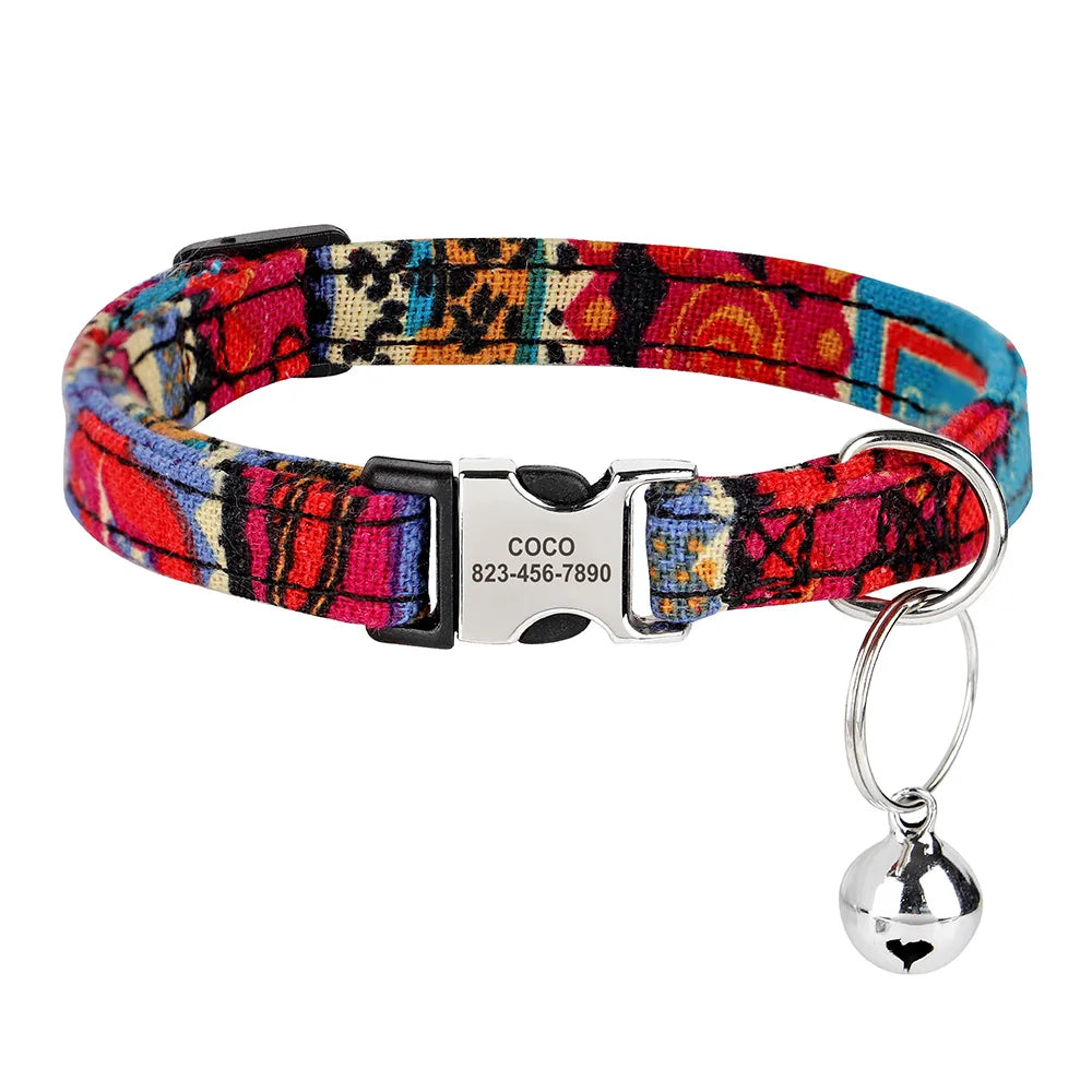 Personalized Printed Cat Collar Adjustable Kitten Puppy Collars-ROROZ PETSUPPLIER