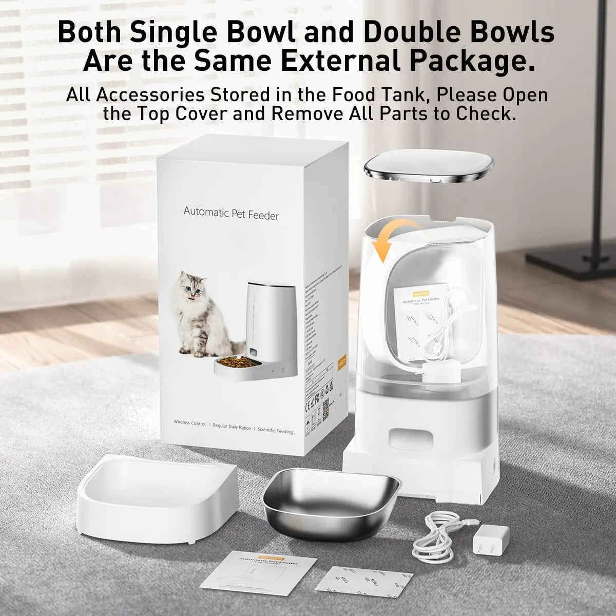 Automatic Cat Feeder Pet Smart WiFi Cat Food Kibble Dispenser-ROROZ PETSUPPLIER