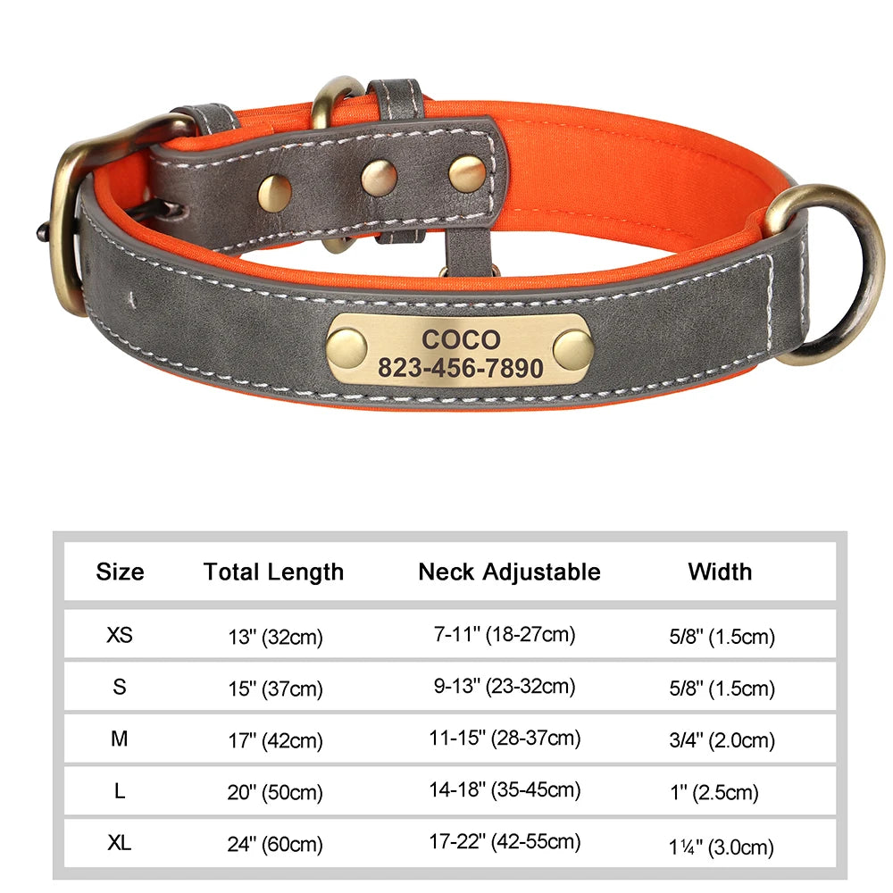 Personalized Dog Collar Custom Engraved PU Leather-ROROZ PETSUPPLIER