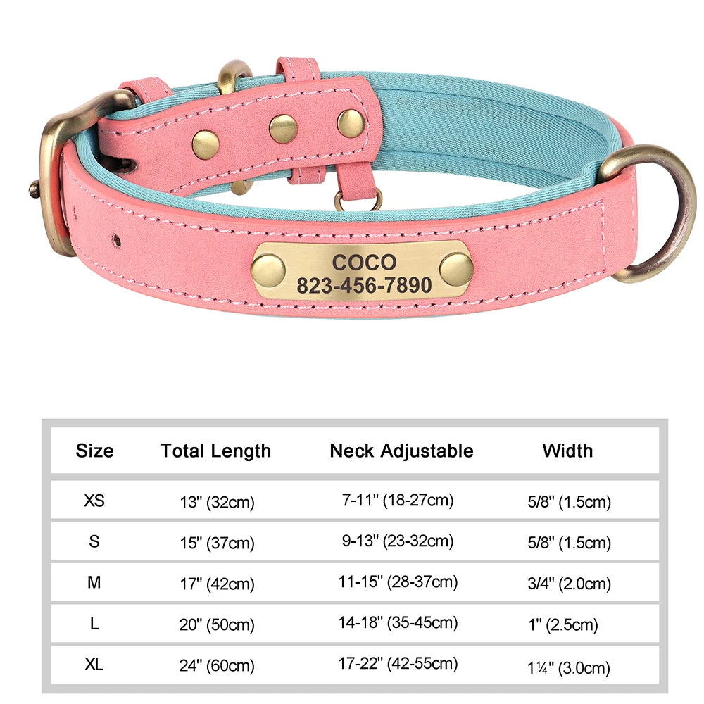 Personalized Dog Collar Custom Engraved PU Leather-ROROZ PETSUPPLIER