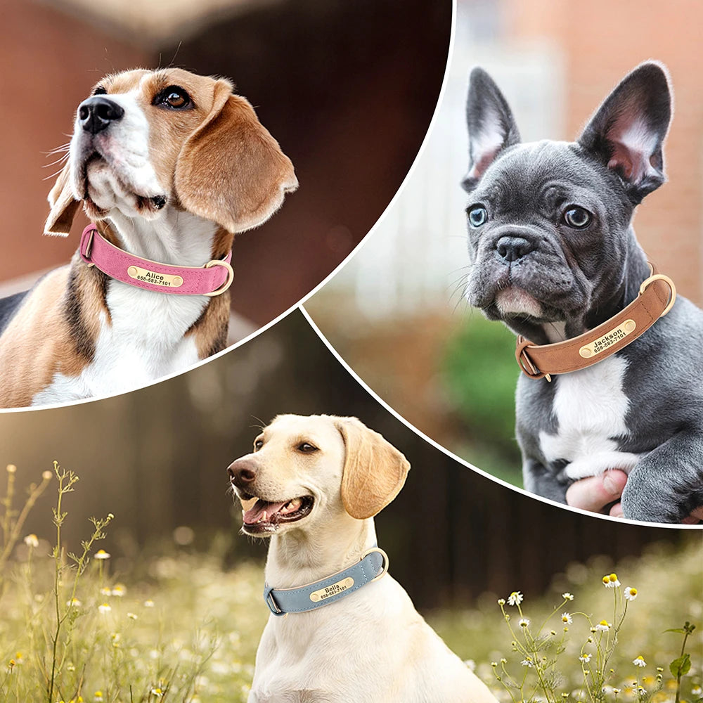 Personalized Dog Collar Custom Engraved PU Leather-ROROZ PETSUPPLIER