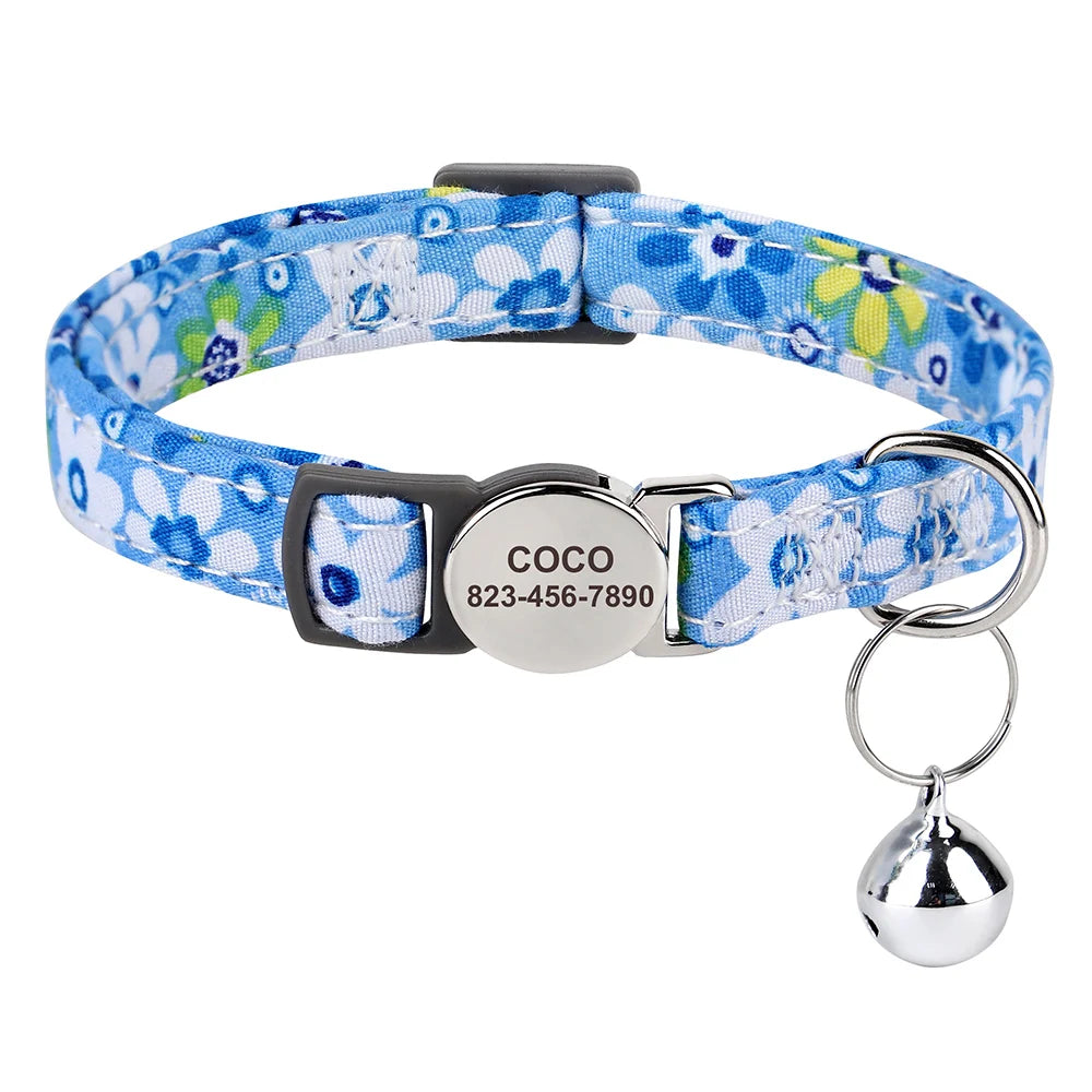 Personalized Printed Cat Collar Adjustable Kitten Puppy Collars-ROROZ PETSUPPLIER