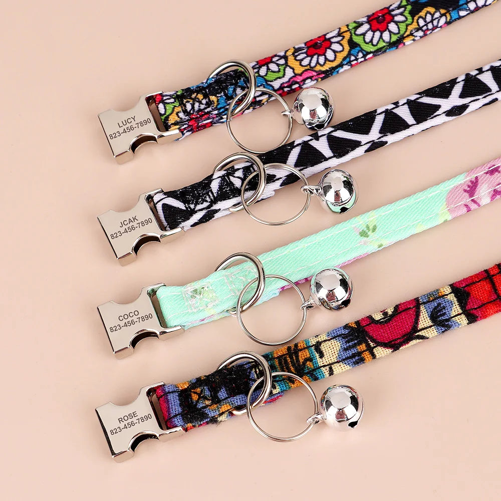 Personalized Printed Cat Collar Adjustable Kitten Puppy Collars-ROROZ PETSUPPLIER