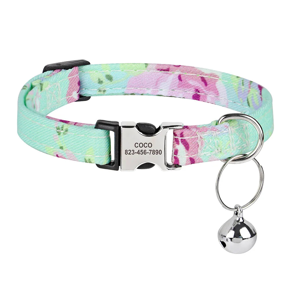 Personalized Printed Cat Collar Adjustable Kitten Puppy Collars-ROROZ PETSUPPLIER