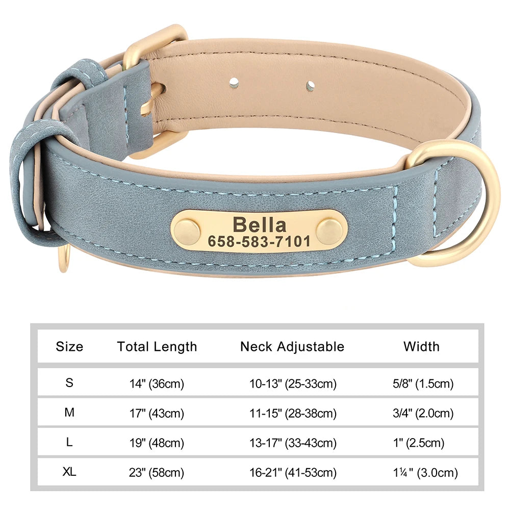Personalized Dog Collar Custom Engraved PU Leather-ROROZ PETSUPPLIER